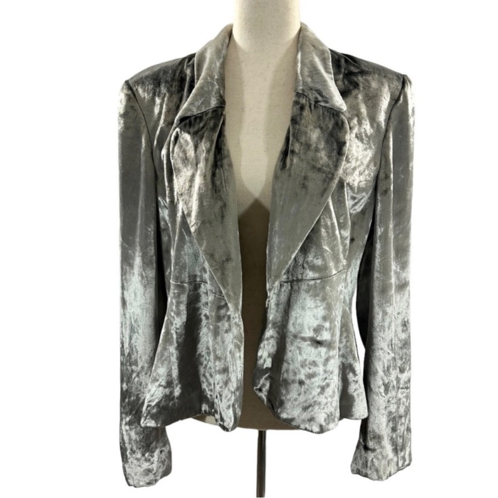 Anne Klein Women's Silver Velvet Blazer Jacket